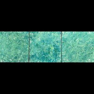 Green Tri Panel. Framed.  Active Expressionist Painting by Jean Cherouny.